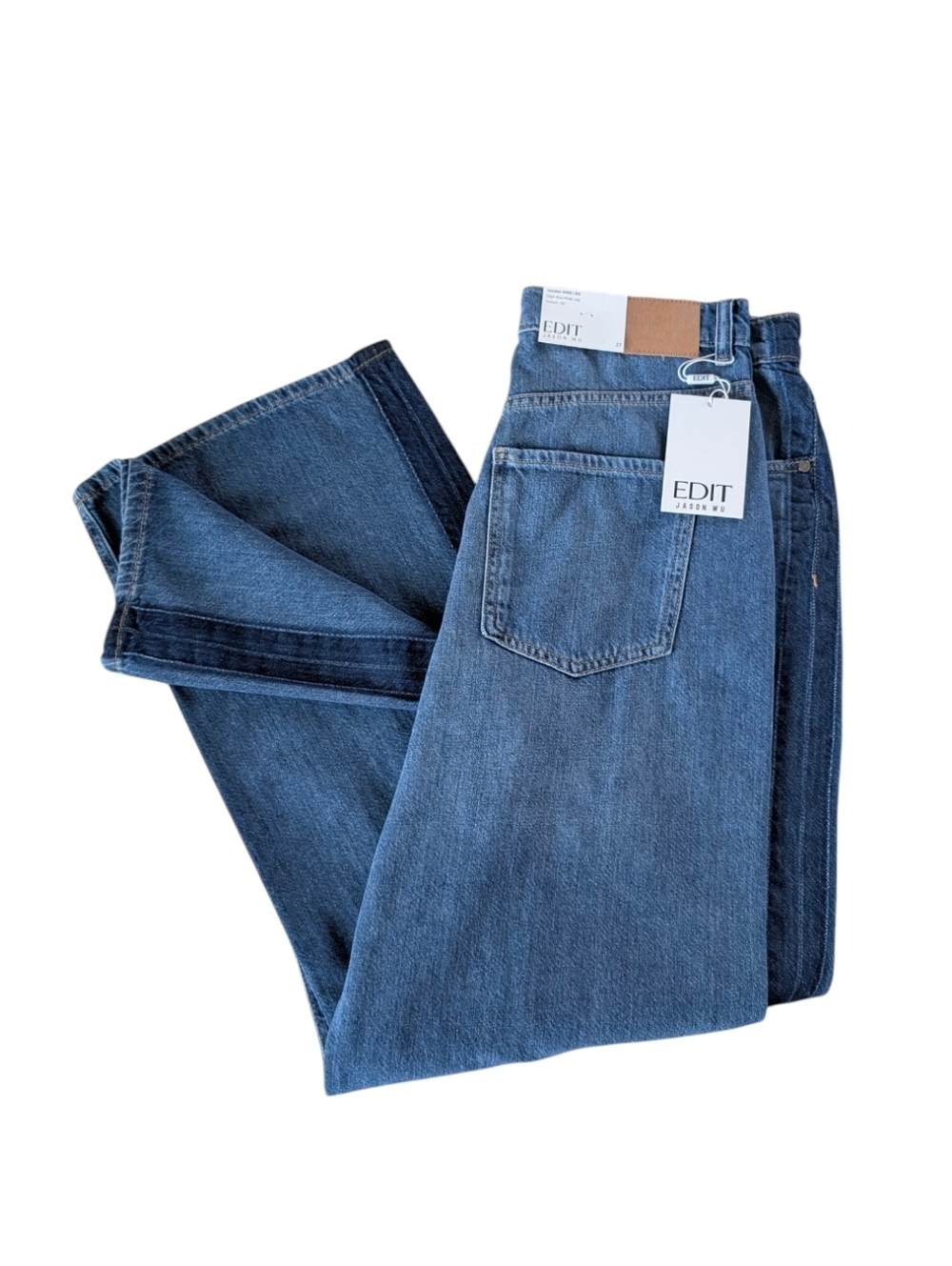 Jason Wu Edit Salina Wide Leg Jeans High Rise Mixed Blue 4/27 NWT